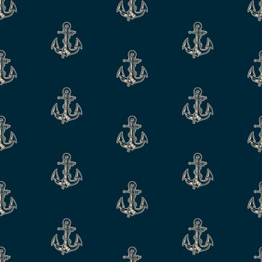 Çapalı kusursuz desen. Denizcilik teması. Vektör illüstrasyonu
