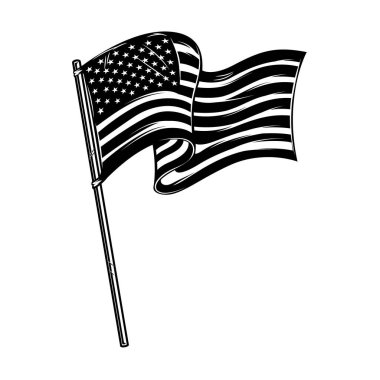 Amerikan bayrağının resmi. Poster, kart, pankart, işaret, logo için tasarım elemanı. Vektör illüstrasyonu