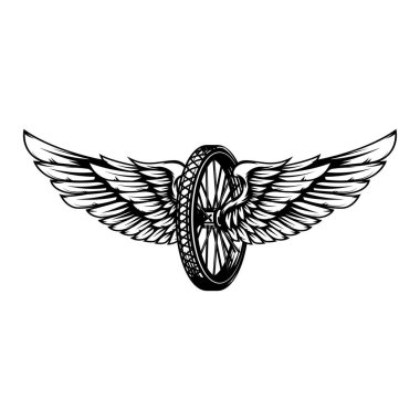 Tek renkli kanatlı tekerlek gibi. Logo, etiket, işaret, amblem için tasarım ögesi. Vektör illüstrasyonu