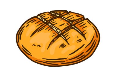 Elle çizilmiş ekmek çizimi. Paket, afiş, el ilanı ve kart için tasarım ögesi. Vektör illüstrasyonu