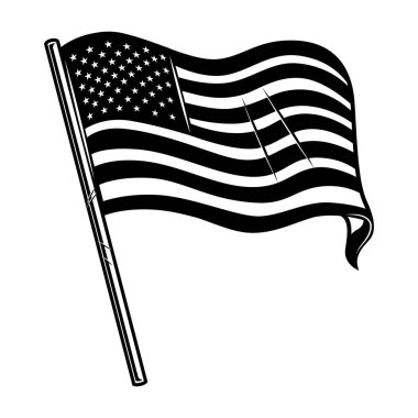 Amerikan bayrağının resmi. Poster, kart, pankart, işaret, logo için tasarım elemanı. Vektör illüstrasyonu