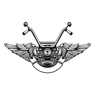 Kanatlı motosikletle amblem şablonu. Motosiklet, Motosiklet Monogramı, Büyük Bisiklet Monogramı, Helikopter Monogramı 