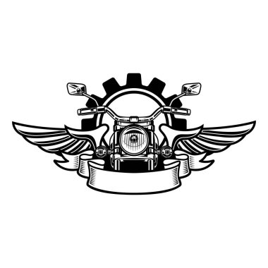 Kanatlı motosikletle amblem şablonu. Motosiklet, Motosiklet Monogramı, Büyük Bisiklet Monogramı, Helikopter Monogramı 