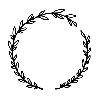 El çizimi çember. Dekorasyon, tebrik kartı ve afiş için tasarım elemanı. Vektör illüstrasyonu