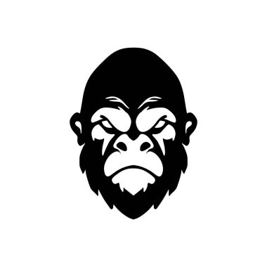 Maymun kafası tasviri. Logo, etiket ve imza için tasarım ögesi. Vektör illüstrasyonu