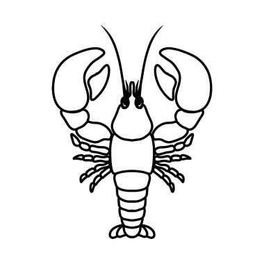 Istakoz tasviri. Poster, kart, pankart, amblem ve imza için tasarım öğesi. Vektör illüstrasyonu