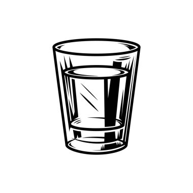 Klasik monokrom tarzında bir kokteyl tasviri. Logo, etiket, işaret, poster, kart, rozet için tasarım elemanı. Vektör illüstrasyonu