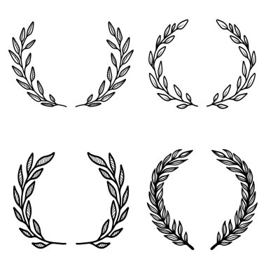 Çiçekli çelenk seti klasik tarzda. Dekorasyon için tasarım ögesi. Vektör illüstrasyonu