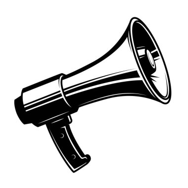 Megafonun bir yansıması. Logo, etiket, işaret, rozet için tasarım elemanı. Vektör illüstrasyonu