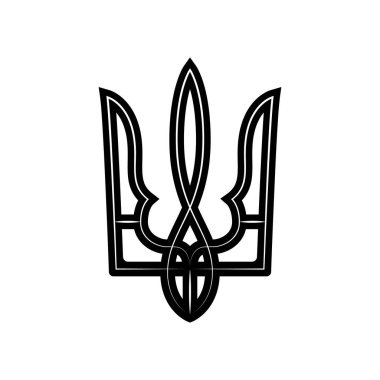 Ukrayna mızrağını stilize ettim. Ukrayna işareti. Etiket, rozet, amblem, poster kartı için tasarım. Vektör illüstrasyonu