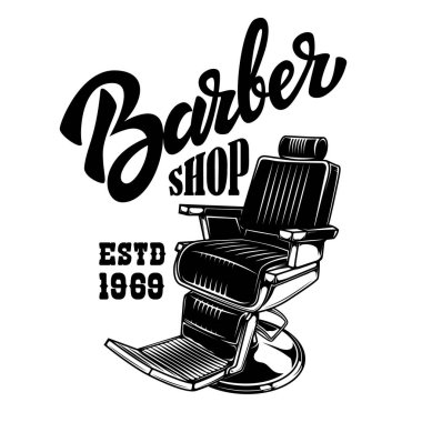 Klasik berber koltuğu çizimi. Berber logoları, posterler ve promosyon malzemeleri için mükemmel.