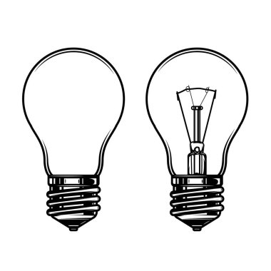 Ampulün yansıması. Logo, etiket, işaret, rozet için tasarım elemanı. Vektör illüstrasyonu