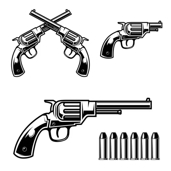 stock vector Vintage revolver illustration in black and white, perfect for western or retro designs. Use it for posters, logos, t-shirts