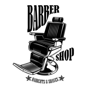Klasik berber koltuğu çizimi. Berber logoları, posterler ve promosyon malzemeleri için mükemmel.