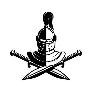 Kılıçlı şövalye miğferi. Kılıçlı savaşçı miğferi. Tasarım ögesi