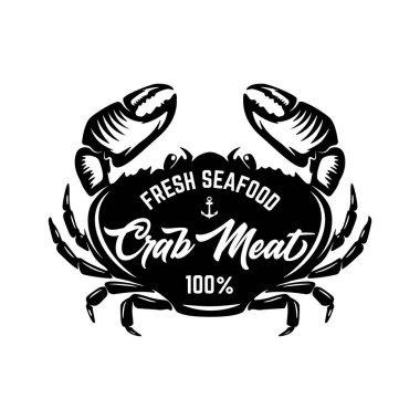 Antika yengeç eti etiketi. Yengeç eti. Deniz ürünleri amblemi