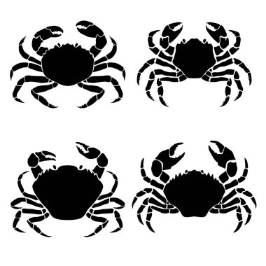 Yengeç tasviri. Monocrom yengeci. Deniz ürünleri. Poster, amblem, menü için.