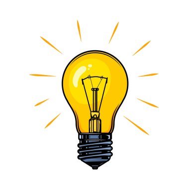 Elektrik ampulünün yansıması. Bir fikrim var. Logo, etiket, imza için.
