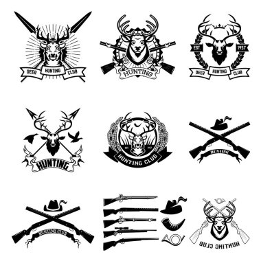 Av kulübü logosu, amblem, vektör çizimi. 