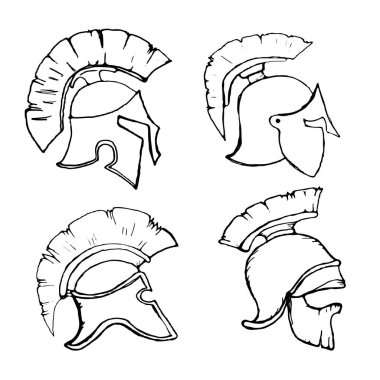 Spartan Dümen Varyasyonları beyaz arkaplanda izole edildi. Logo tasarım şablonu. Vektör illüstrasyonu.
