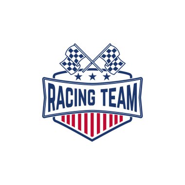 Yarış takımı logo şablonu. Logo, etiket, amblem için vektör tasarım öğeleri.
