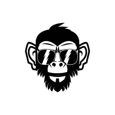 Güneş gözlüklü maymun kafası tasviri
