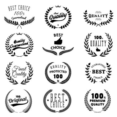 Kaliteli amblemler kümesi. En iyi seçim. Logo, etiket, amblem, işaret, işaret için tasarım öğesi. Vektör çizimi.