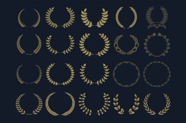 Vektör çelenk kümesi. Logo, etiket, amblem, işaret, rozet tasarımı. Vektör çizim kümesi vektör çelenkleri. Logo, etiket, amblem, işaret, rozet tasarımı. Vektör illüstrasyonu