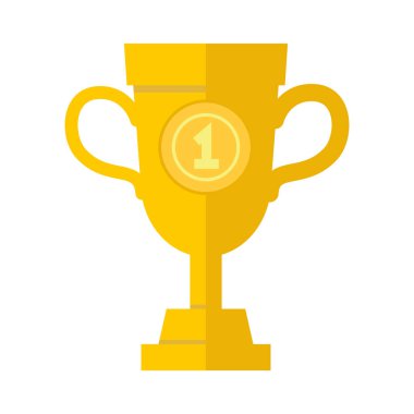 Kazanan, düz stilde şampiyon simgesi. Kazanan Kupası. Beyaz arka plan üzerinde izole kazanan tasarlamak. Kupa simgesi sanat. Kupa web simge. Yeni kupa simgesi. Vektör tasarım öğesi.