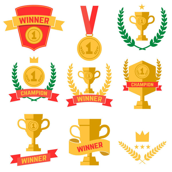 Набор победителей, чемпионские ярлыки и значки. векторный дизайн графический элемент, эмблема, логотип, знаки отличия, знак, идентичность, логотип, плакат
.