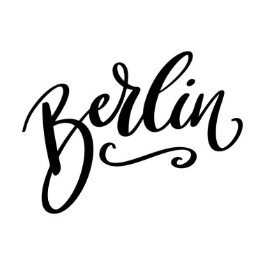 Berlin, el yazısı, poster tasarımı, hat vektörü çizimi