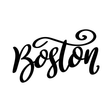 - Boston. Harf cümlesi beyaz arkaplanda izole edildi.