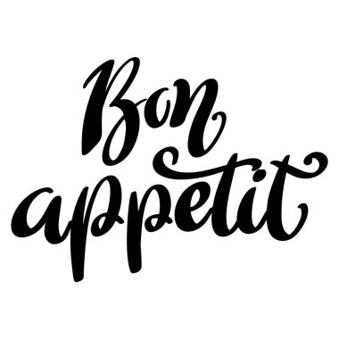 Afiyet olsun. Harf cümlesi beyaz arkaplanda izole edildi.