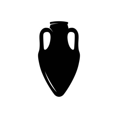 Antik amforo ikonu. Amblem, işaret, rozet için tasarım elemanı. Vektör illüstrasyonu