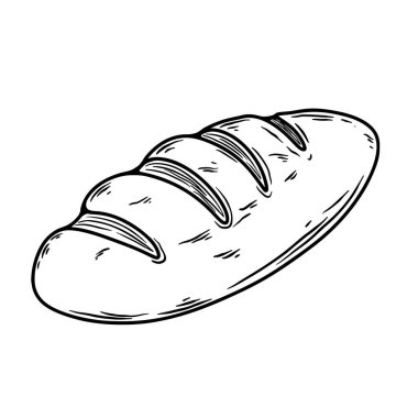 İşleme tarzında bir ekmeğin tasviri. Fırın. Vektör illüstrasyonu