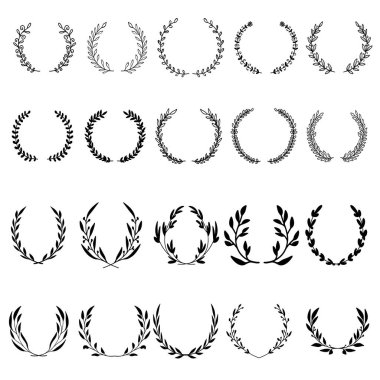 El çizimi çiçek çelenkleri. Dekorasyon için tasarım ögesi. Vektör illüstrasyonu