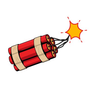 Dinamit bombası. Dinamit çubuğu. Retro pop sanat tarzı. Çizgi film çizgi roman vektör çizimi
