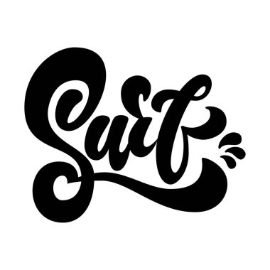 Sörf. Beyaz arkaplanda harf cümlesi izole edildi. Tasarım ögesi