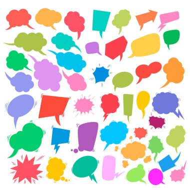 Bir dizi komik konuşma balonu. Vektör tasarım ögesi