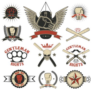 Dizi mma, boks, sokak Amblemler mücadele ve tasarım öğeleri. Dövüş Kulübü. Beyler kulübü. Vektör çizim.