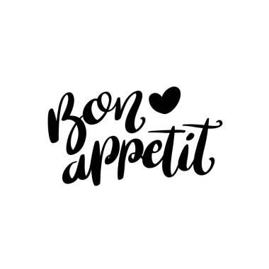 Afiyet olsun. Harf cümlesi beyaz arkaplanda izole edildi.