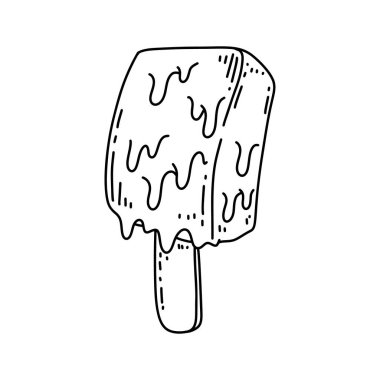 El yapımı dondurma. Dondurma tarzı dondurma. Vektör illüstrasyonu