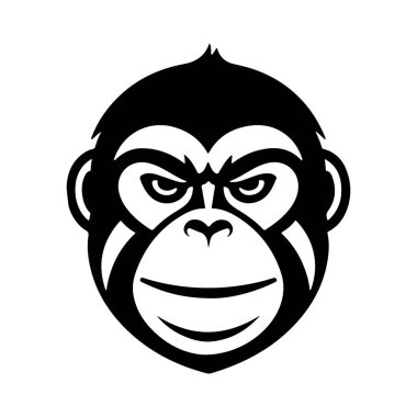 Maymun kafası tasviri. Logo, etiket ve imza için tasarım ögesi. Vektör illüstrasyonu