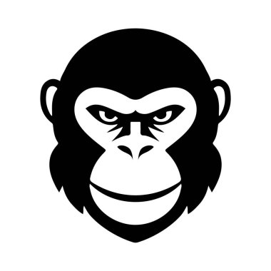 Maymun kafası tasviri. Logo, etiket ve imza için tasarım ögesi. Vektör illüstrasyonu