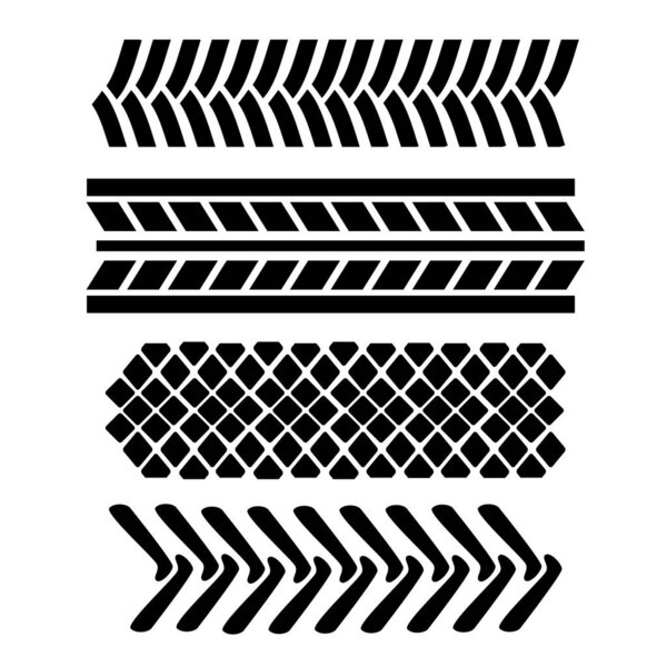 Set of tire print illustrations. Wheel print. Vector illustration
