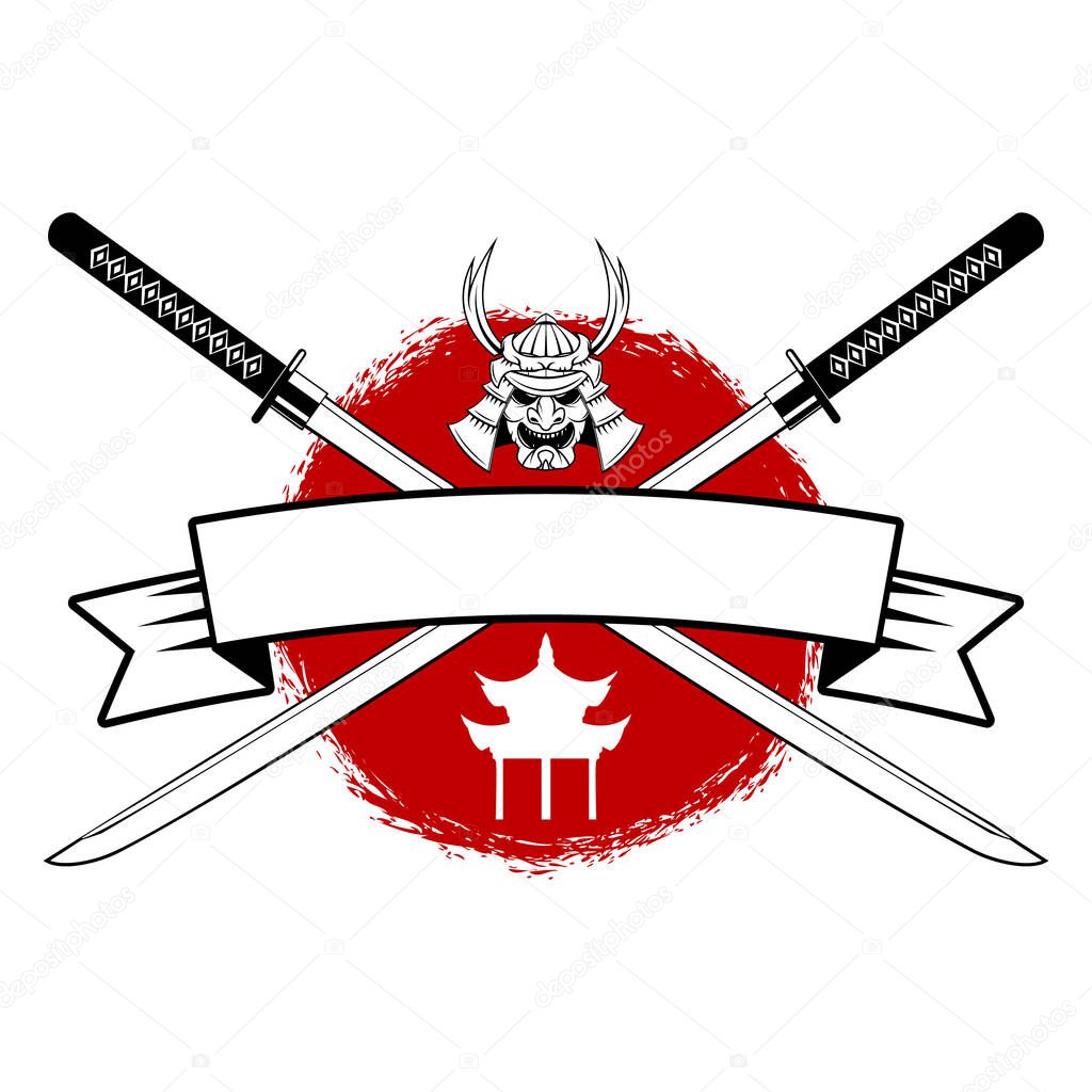 Katana sword fight school.  Vector illustration.
