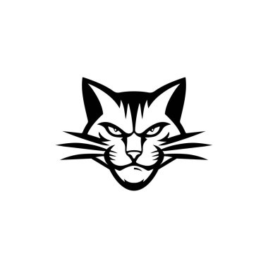 Kedi kafası beyaz arka planda izole edilmiş. Vektör illüstrasyonu