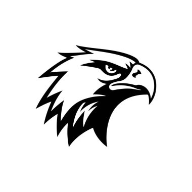 Kartal kafası. Spor takımı veya kulüp maskotu. Logo, etiket, amblem, işaret için tasarım öğesi. Vektör çizimi.