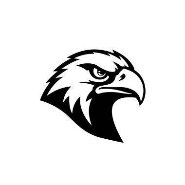 Kartal kafası. Spor takımı veya kulüp maskotu. Logo, etiket, amblem, işaret için tasarım öğesi. Vektör çizimi.