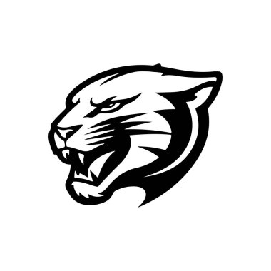 Beyaz arka planda pantera kafası tasviri. Logo, etiket, amblem, imza, poster ve tişört için tasarım elemanı. Vektör illüstrasyonu